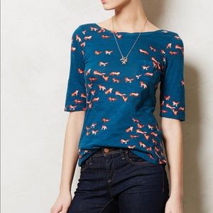 Anthropologie Postmark Creature Feature Fox Top